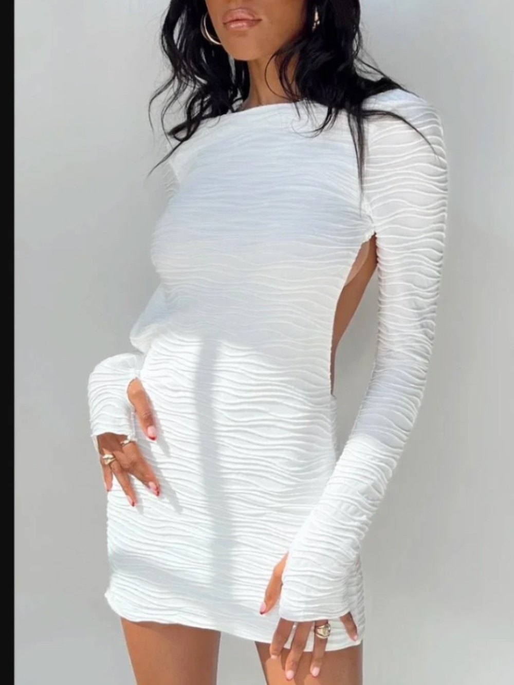 Princess Polly Ignite White Textured Backless Mini Dress 8